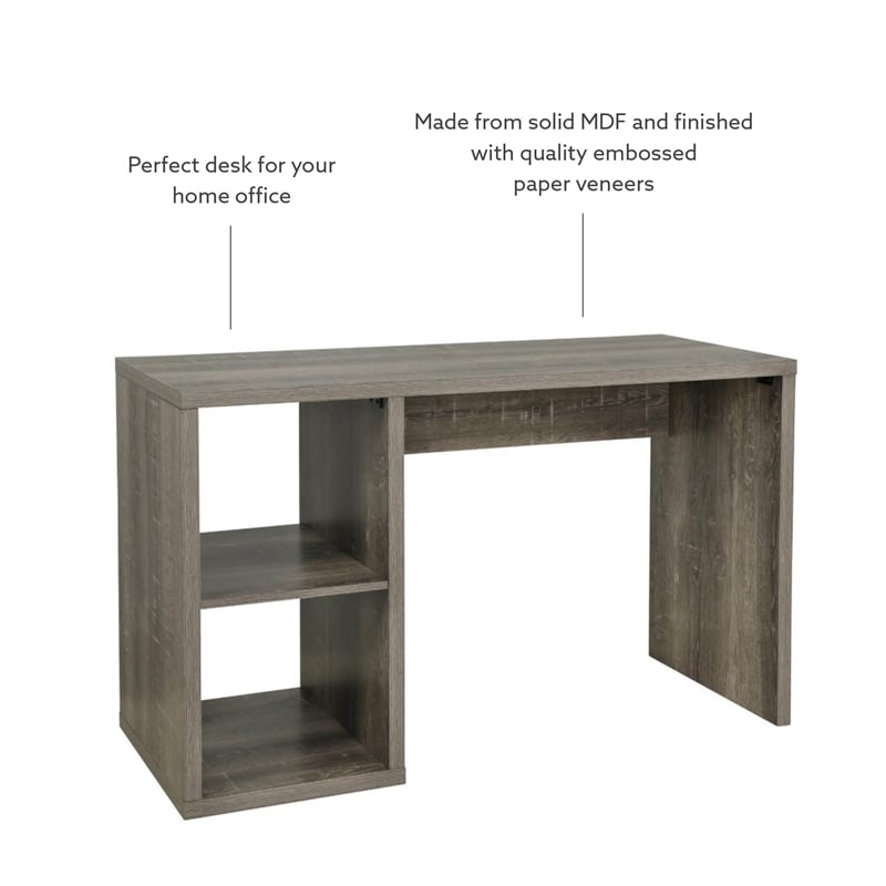 Linon Lane Wood Two Cube Home Office Desk in Gray