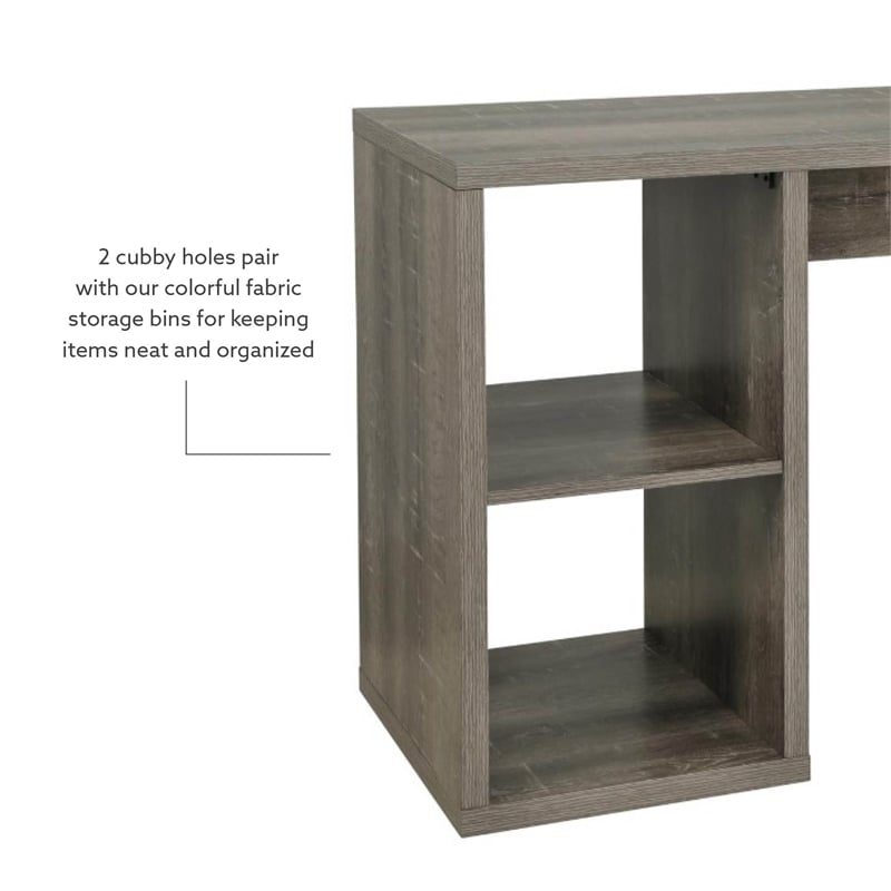 Linon Lane Wood Two Cube Home Office Desk in Gray