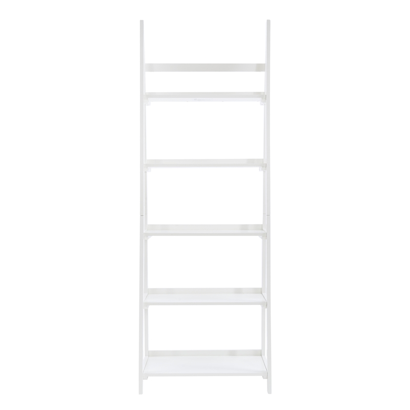 Linon Samantha Wood Five Shelf Bookcase in White