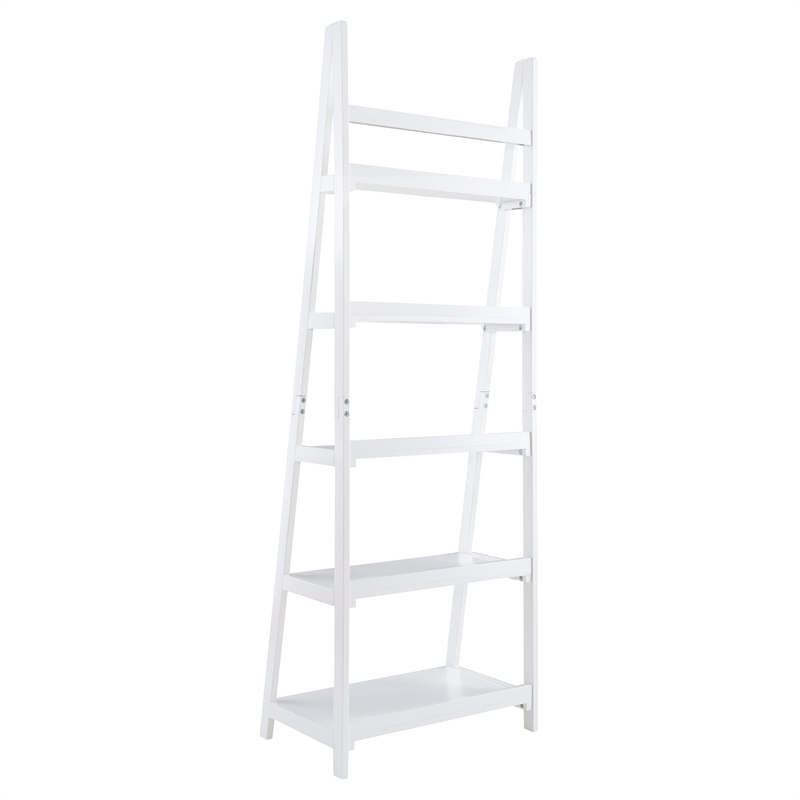 Linon Samantha Wood Five Shelf Bookcase in White
