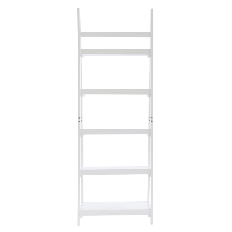 Linon Samantha Wood Five Shelf Bookcase in White