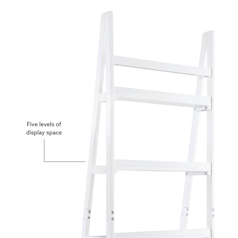 Linon Samantha Wood Five Shelf Bookcase in White