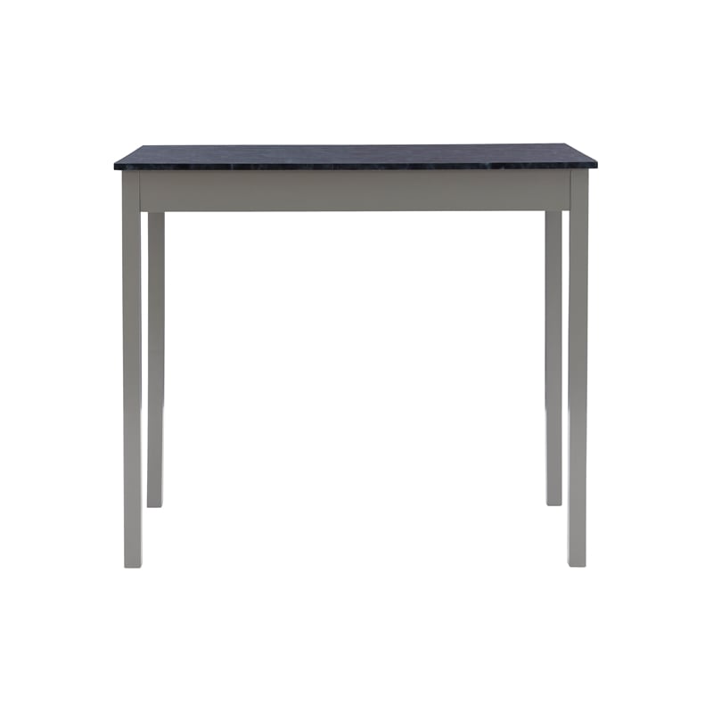 Linon Tifton 3 Piece Faux Marble Upholstered Dining Tavern Set in Gray Wood