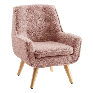 linon keely wood upholstered trellis chair in blush pink