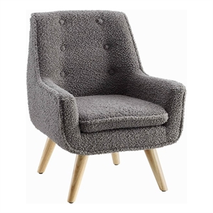 linon keely wood sherpa upholstered trellis chair in slate gray
