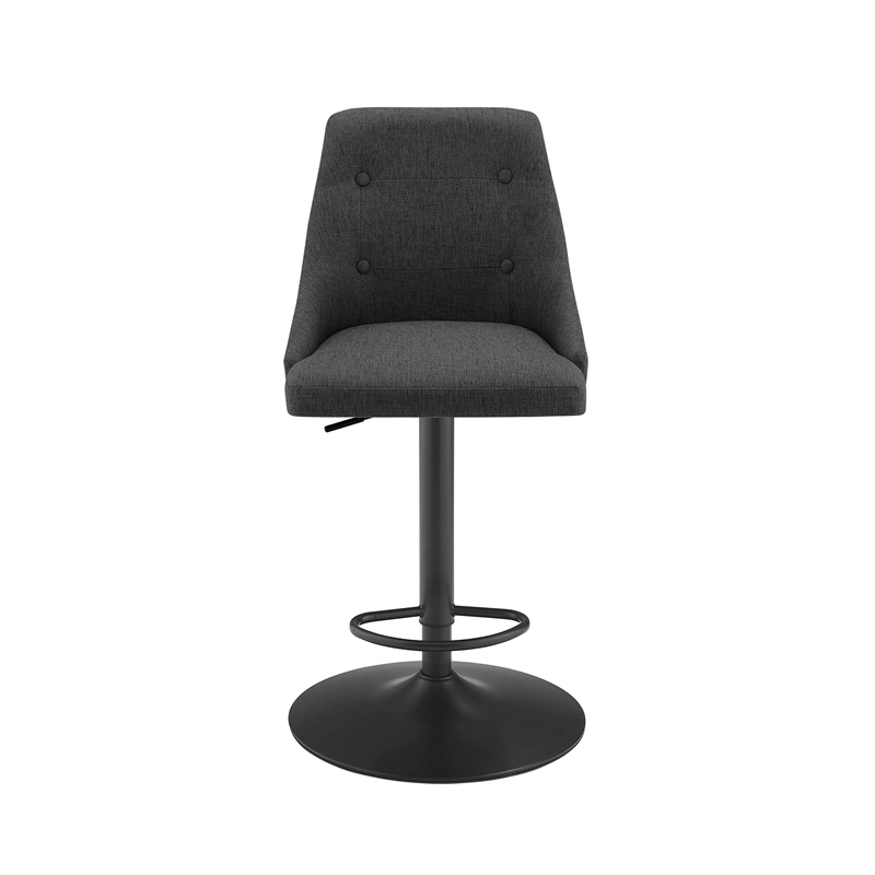 Linon Benton Adjustable Barstool Dk Bronze Metal Swivel Base Upholstered in Gray