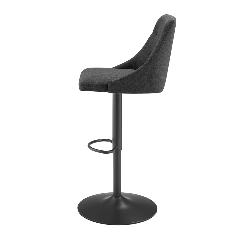 Linon Benton Adjustable Barstool Dk Bronze Metal Swivel Base Upholstered in Gray