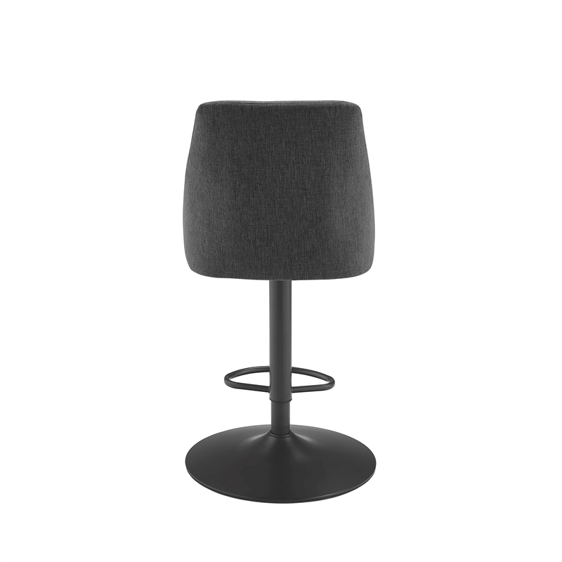Linon Benton Adjustable Barstool Dk Bronze Metal Swivel Base Upholstered in Gray