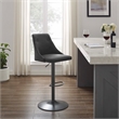 Linon Benton Adjustable Barstool Dk Bronze Metal Swivel Base Upholstered in Gray