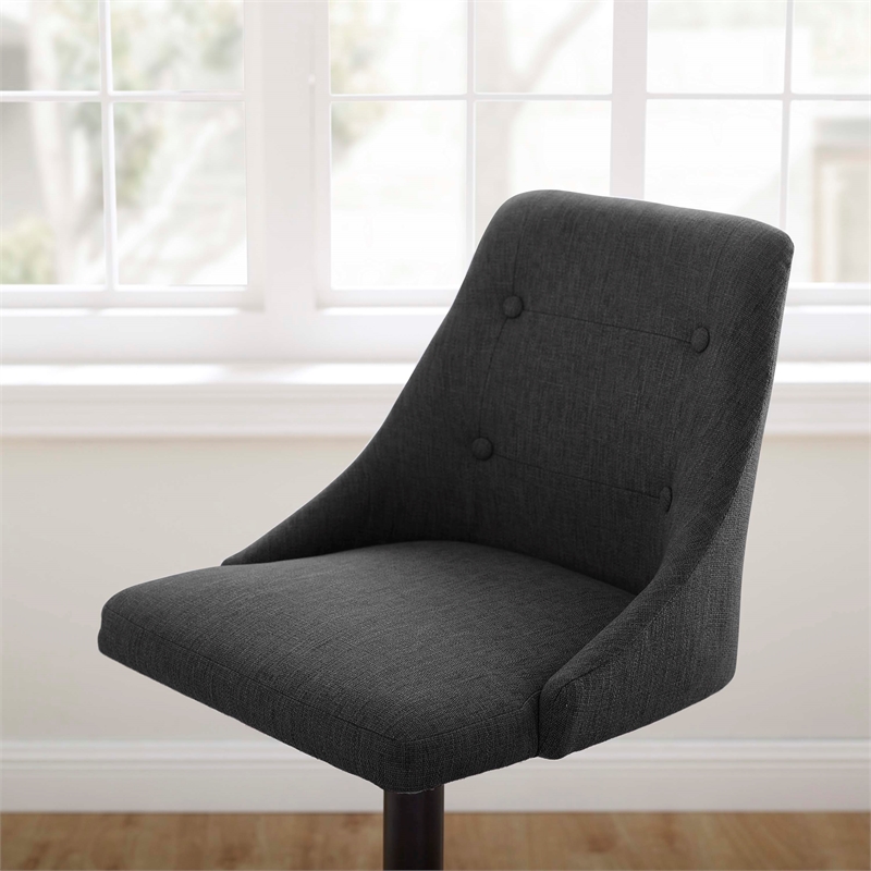 Linon Benton Adjustable Barstool Dk Bronze Metal Swivel Base Upholstered in Gray