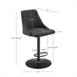 Linon Benton Adjustable Barstool Dk Bronze Metal Swivel Base Upholstered in Gray