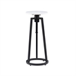 Linon Farren Adjustable Metal and Marble Drink Table in Black and White
