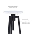 Linon Farren Adjustable Metal and Marble Drink Table in Black and White