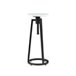 Linon Farren Adjustable Metal and Marble Drink Table in Black and White