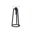 Linon Farren Adjustable Metal and Marble Drink Table in Black and White