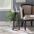 Linon Farren Adjustable Metal and Marble Drink Table in Black and White