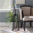 Linon Farren Adjustable Metal and Marble Drink Table in Black and White