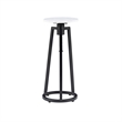 Linon Farren Adjustable Metal and Marble Drink Table in Black and White