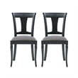 Linon Jared Set of 2 Side Chairs Grey Padded Seats Frame in Black Beechwood