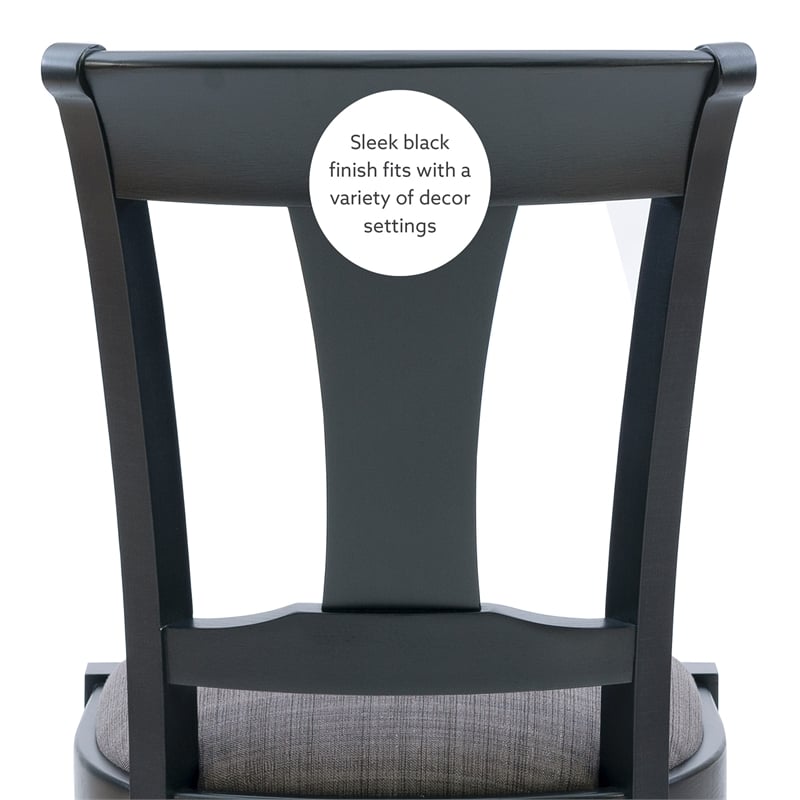 Linon Jared Set of 2 Side Chairs Grey Padded Seats Frame in Black Beechwood