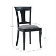 Linon Jared Set of 2 Side Chairs Grey Padded Seats Frame in Black Beechwood