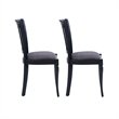 Linon Jared Set of 2 Side Chairs Grey Padded Seats Frame in Black Beechwood
