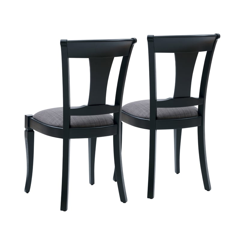Linon Jared Set of 2 Side Chairs Grey Padded Seats Frame in Black Beechwood