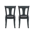 Linon Jared Set of 2 Side Chairs Grey Padded Seats Frame in Black Beechwood