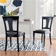 Linon Jared Set of 2 Side Chairs Grey Padded Seats Frame in Black Beechwood