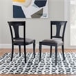 Linon Jared Set of 2 Side Chairs Grey Padded Seats Frame in Black Beechwood