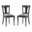 Linon Jared Set of 2 Side Chairs Grey Padded Seats Frame in Black Beechwood