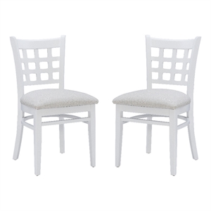 linon flint wood upholstered seat dining chair in white