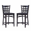 Linon Flint Commercial Grade Set of 2 Counter Stools Lattice Back in Black Wood