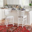 Linon Flint Commercial Grade Upholstered Seat Counter Stool in White Beechwood