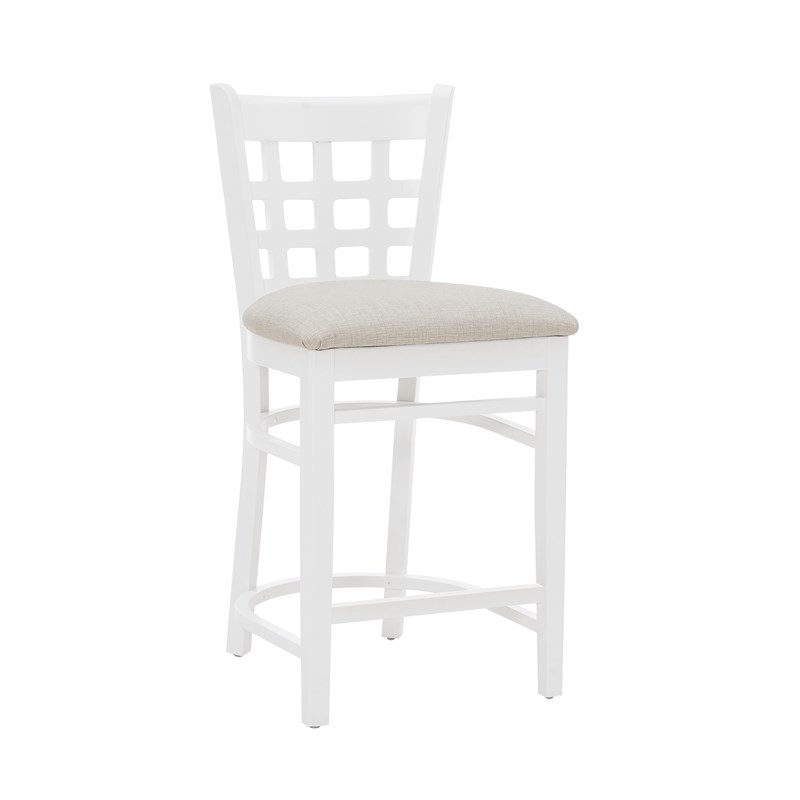 Linon Flint Commercial Grade Upholstered Seat Counter Stool in White Beechwood