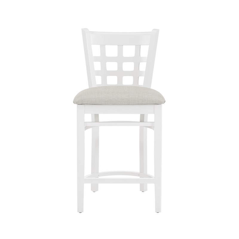Linon Flint Commercial Grade Upholstered Seat Counter Stool in White Beechwood
