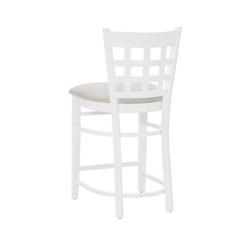 Linon Flint Commercial Grade Upholstered Seat Counter Stool in White Beechwood