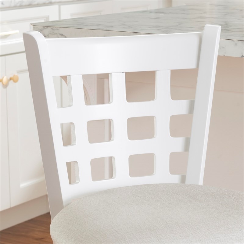 Linon Flint Commercial Grade Upholstered Seat Counter Stool in White Beechwood