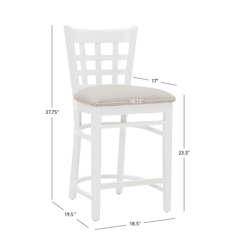 Linon Flint Commercial Grade Upholstered Seat Counter Stool in White Beechwood