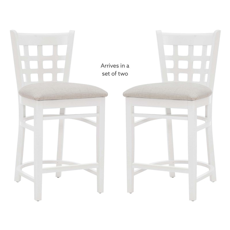 Linon Flint Commercial Grade Upholstered Seat Counter Stool in White Beechwood