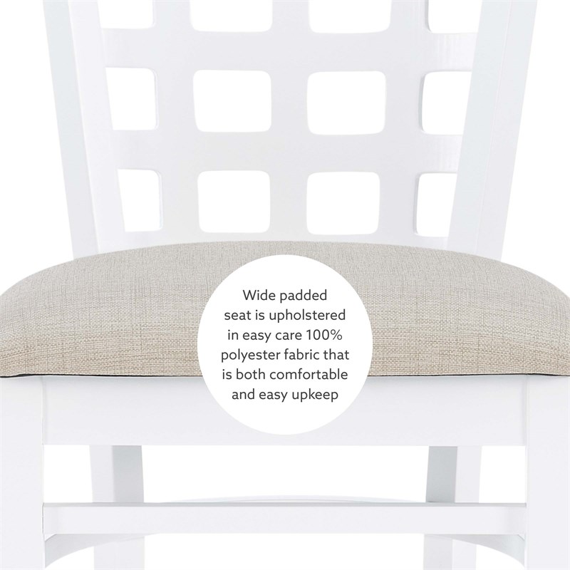 Linon Flint Commercial Grade Upholstered Seat Counter Stool in White Beechwood
