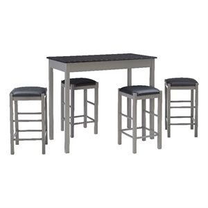 linon tifton five piece wood and faux marble tavern set in gray
