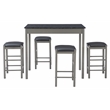 Linon Tifton Five Piece Faux Marble Upholstered Tavern Set in Gray Wood