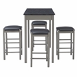 Linon Tifton Five Piece Faux Marble Upholstered Tavern Set in Gray Wood