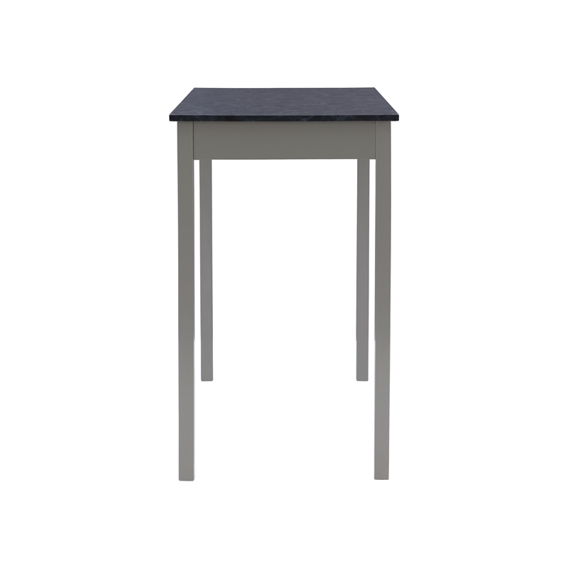 Linon Tifton Five Piece Faux Marble Upholstered Tavern Set in Gray Wood