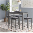 Linon Tifton Five Piece Faux Marble Upholstered Tavern Set in Gray Wood