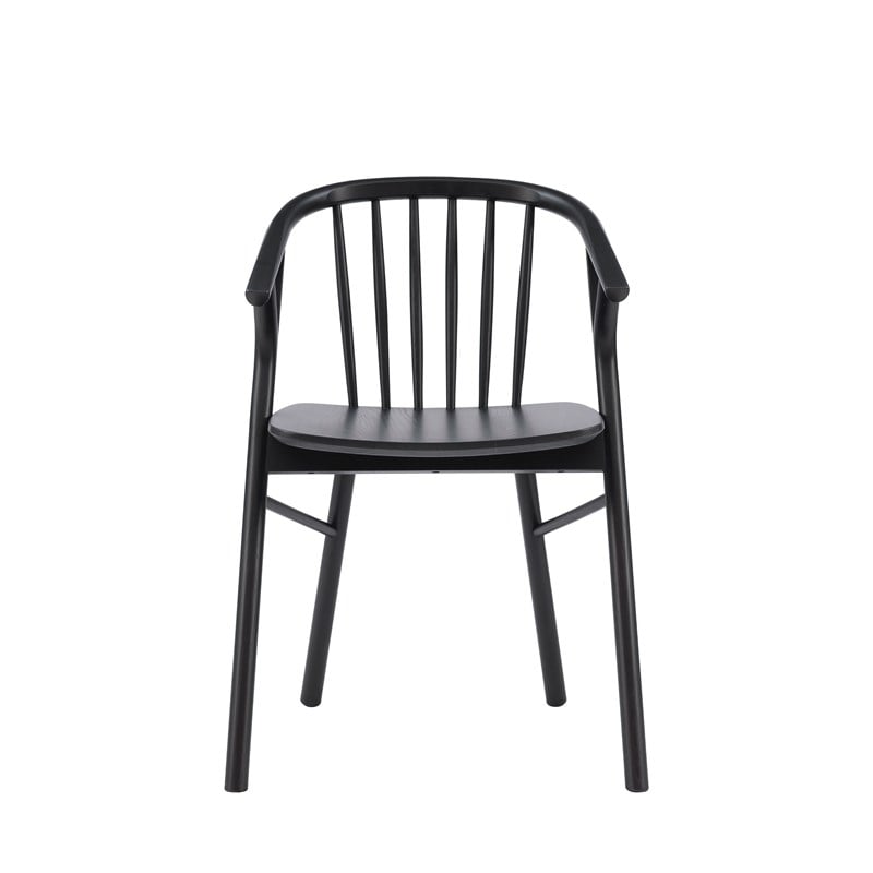 Linon Benson Beechwood Dining Chair with Windsor Back & Saddle Seat in Jet Black