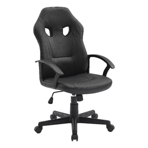 linon grayson wood upholstered gaming office chair in black