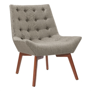 linon cruz wood accent chair tufted in gray