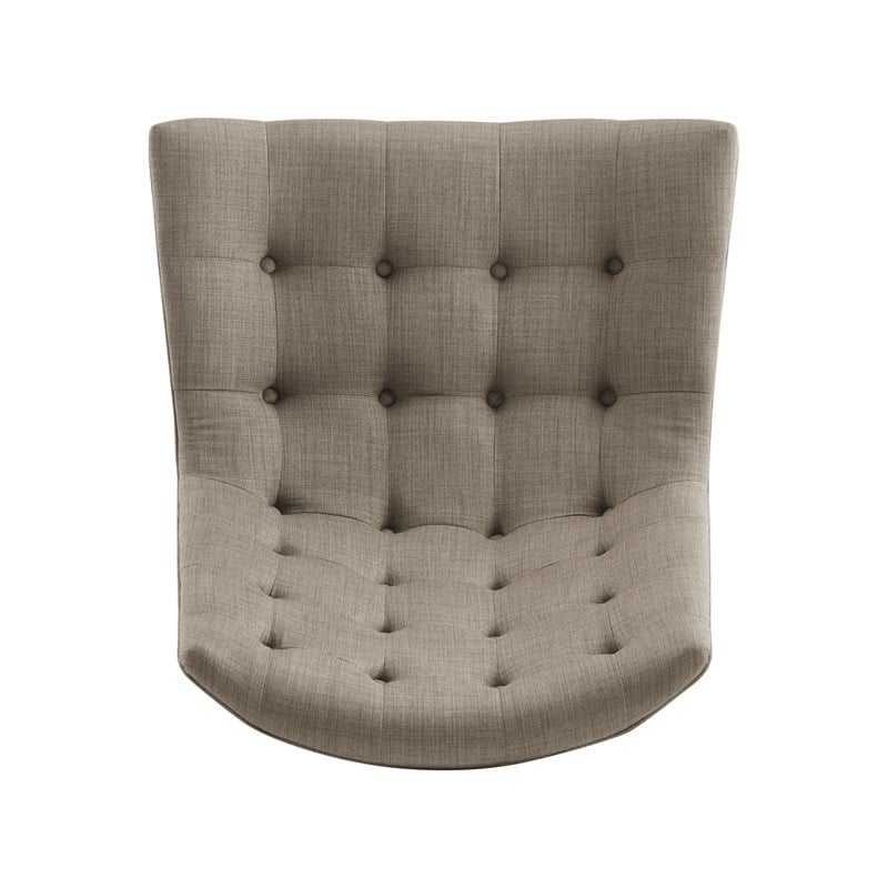 Linon Cruz Upholstered Tufted Accent Chair Wood Legs in Gray Fabric